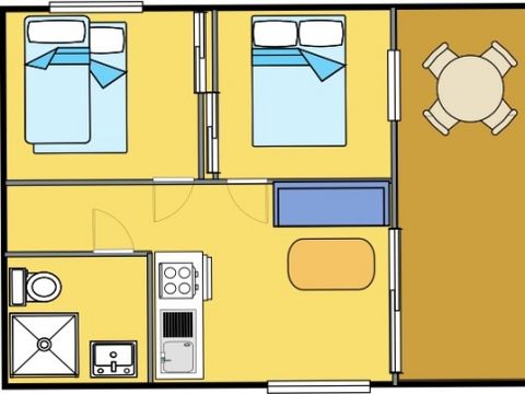 BUNGALOW TOILÉ 5 personnes - Pagotel 25m² - 3 pièces - 2 chambres * entre tente et mobil-home*
