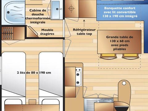 MOBILHOME 4 personnes - "classique" - 4 personnes + 1