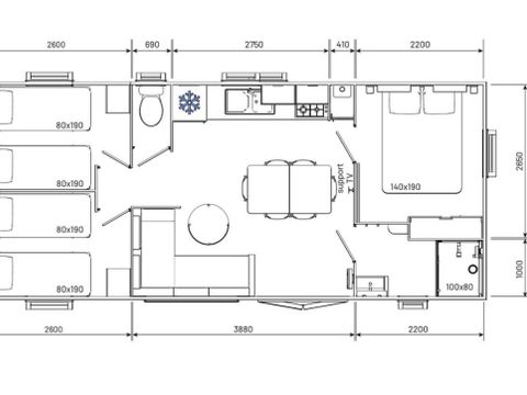MOBILHOME 7 personnes - "classique" - 3 chambres (7personnes)