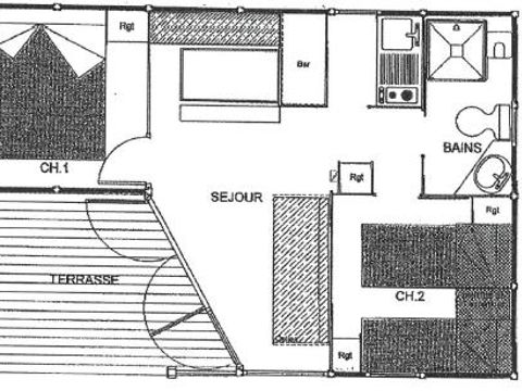 CHALET 5 personnes - Chalet familiale en bois 28m² - 2 chambres Type 2