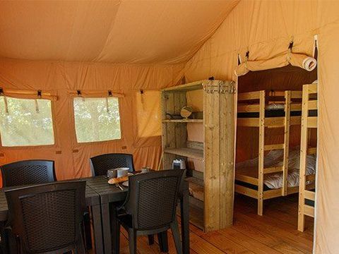 Tente en toile et en bois 6 personnes - Tente safari de luxe