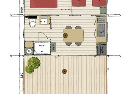 Tente en toile et en bois 4 personnes - Lodge Vacanziera (Gamme Supérieure) - Dimanche/Dimanche