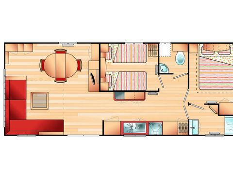 MOBILHOME 4 personnes - Mobil Home Classic 3 Pièces 4 Personnes Climatisé + TV