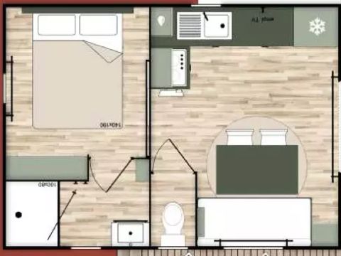 MOBILHOME 3 personnes - Cottage Confort 2 Pièces 2/3 Personnes Climatisé + TV
