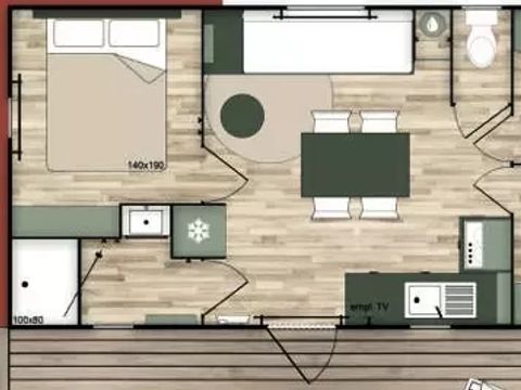 MOBILHOME 8 personnes - Cottage Confort 4 Pièces 6/8 Personnes Climatisé + TV