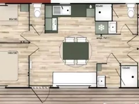 MOBILHOME 10 personnes - Cottage Confort 5 Pièces 8/10 Personnes Climatisé + TV