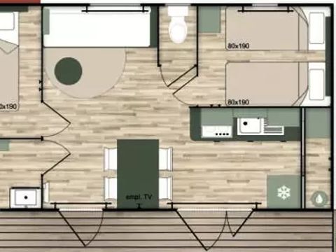MOBILHOME 6 personnes - Cottage Confort 3 Pièces 4/6 Personnes Climatisé + TV