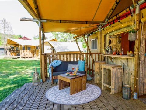 Tente en toile et en bois 5 personnes - SAFARI LODGE - 40m²- 2 chambres