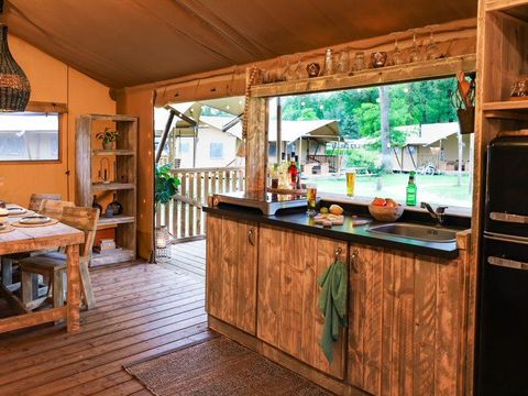 Tente en toile et en bois 5 personnes - SAFARI LODGE - 40m²- 2 chambres