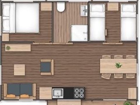 Tente en toile et en bois 5 personnes - SAFARI LODGE - 40m²- 2 chambres