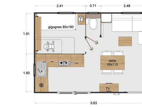 MOBILHOME 4 personnes - Mobil-home Premium 29m² 2 chambres + terrasse 21m² + TV + LV + Clim + plancha 4 pers Mobil-home Premium 29m² 2 chambres + terrasse 21m² + TV + LV + Clim + plancha 4 pers
