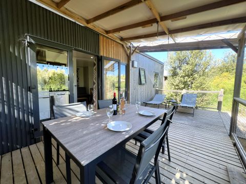 Mobilhome 6 personnes - Mobil-home Premium 32 m² 3 chambres + terrasse 21m² + TV + LV + clim + plancha 6 pers