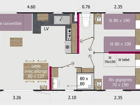 Mobilhome 6 personnes - 3 chambres 2 salle de bain climatisé