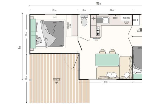 MOBILHOME 4 personnes - 2 trèfles 2 chambres 1 SDB