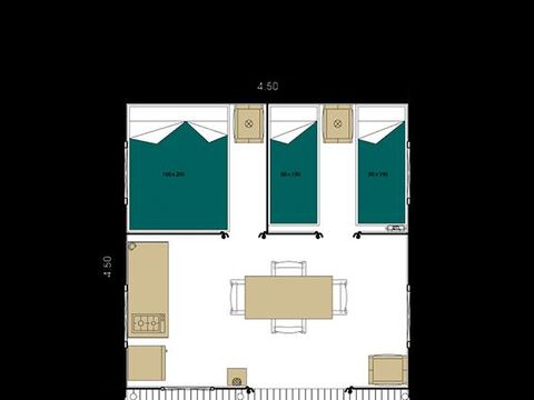 BUNGALOW TOILÉ 4 personnes - JUNGLE LODGE sans sanitaires, sans eau