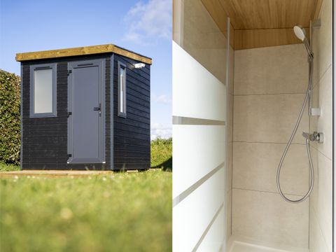 BUNGALOW 4 personnes - Cabane 2 chambres  Vue Mer (avec sanitaires privatifs sur l'emplacement)