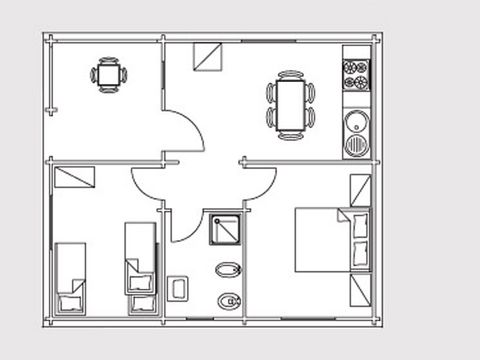 BUNGALOW 5 personnes - Trilocale en bois