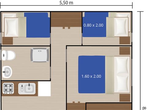 TENTE TOILE ET BOIS 6 personnes - Aminess Maravea - Tente Safari + sanitaires (6P)