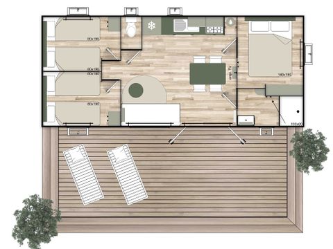 MOBILHOME 2 personnes - Mobilhome 3 - 35m² - 3 chambres PRIX POUR 2 PERSONNES