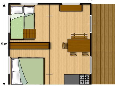 Tente en toile et en bois 5 personnes - Tente Woody 25m² 2Chambres SANS SANITAIRES