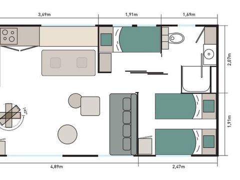 MOBILHOME 8 personnes - TAOS LUXE Jacuzzi 4 CH 8 PERS