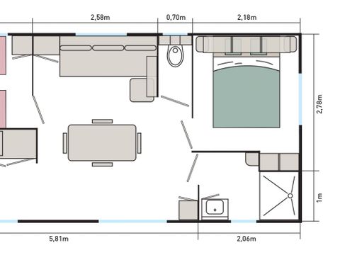 MOBILHOME 4 personnes - PRIVILEGE 2 CH 4 PERS