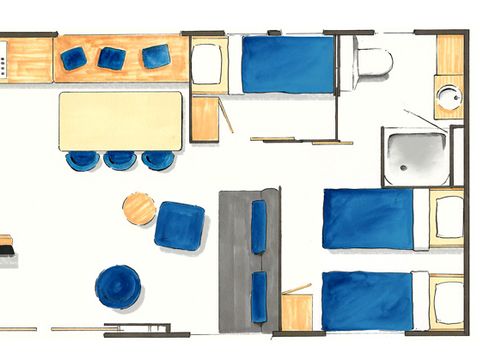 MOBILHOME 6 personnes - PREMIUM 3 CH 6 PERS