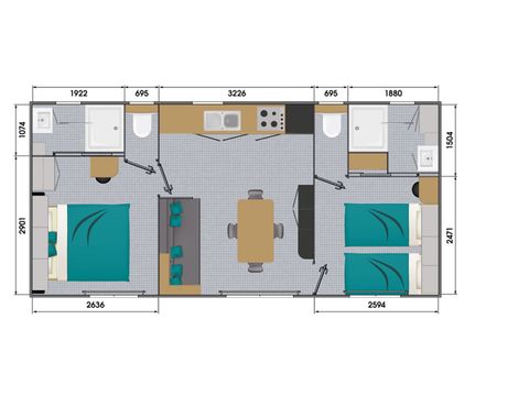 MOBILHOME 4 personnes - PREMIUM 2 CH 4 PERS