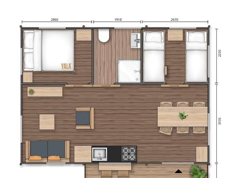 TENTE 6 personnes - Tente Lodge NEANDERTAL 55m² avec sanitaires 6 pers