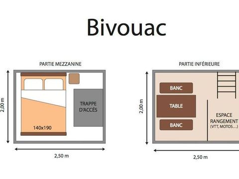 Tente en toile et en bois 2 personnes - Bivouac (sans sanitaires)