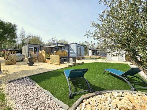 Mobilhome 8 personnes - ECOLODGE FAMILIAL - DF31 - 3 chambres - 2 salles de bain - CLIM - WIFI - PISCINE/JACUZZI - 2 TERRASSES