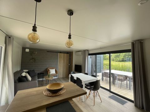 Mobilhome 6 personnes - ECOLODGE AU CALME - DF20 - 3 chambres - 2 salles de bain - 2 TERRASSES - CLIM - WIFI