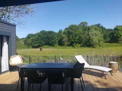 MOBILHOME 6 personnes - ECOLODGE AU CALME (DF20) 3 CH - 2 SDB - 2 TERRASSES - CLIM - WIFI 6 pers