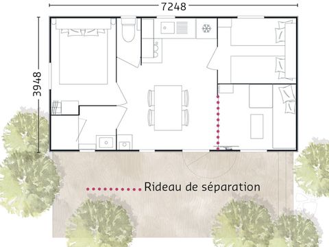 MOBILHOME 6 personnes - MODULO 2 chambres