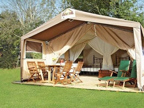 Tente en toile et en bois 5 personnes - Tente Safari | Tente Safari | 2 Ch. | 4/5 Pers. | Terrasse simple