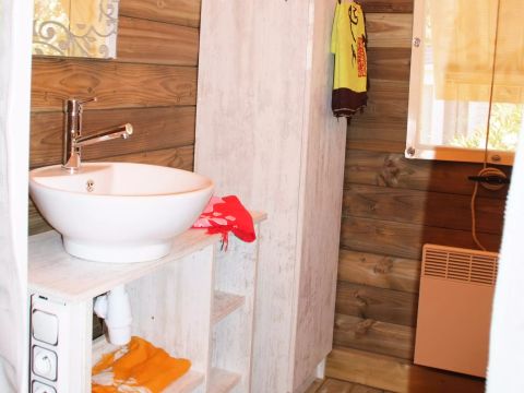Tente en toile et en bois 5 personnes - Caba'nature 3 Pièces 5 Personnes