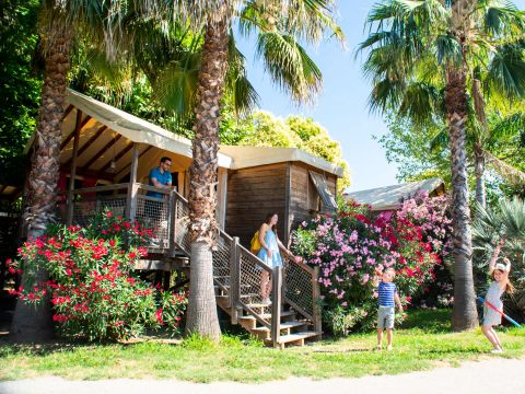 Tente en toile et en bois 5 personnes - Caba'nature 3 Pièces 5 Personnes