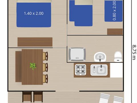 Tente en toile et en bois 5 personnes - Luxury safari tent sanitaire