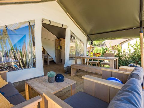 TENTE TOILE ET BOIS 4 personnes - Tente safari Confort + climatisation TENTE TOILE ET BOIS 4 personnes - Tente safari Confort + climatisation