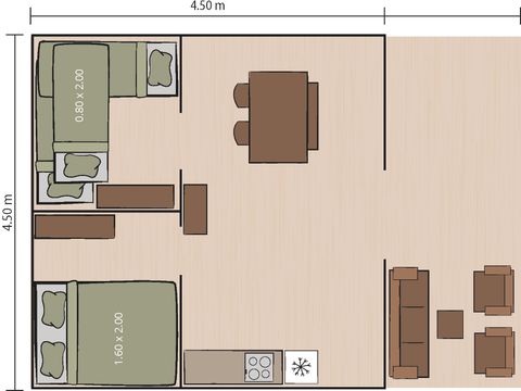 TENTE TOILE ET BOIS 4 personnes - Tente safari Confort + climatisation