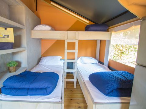 Tente en toile et en bois 5 personnes - Porto Sole - Tente Safari Confort + climatisation