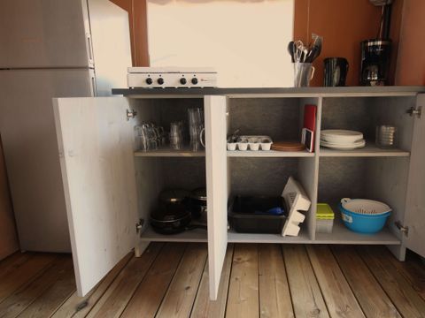 TENTE TOILE ET BOIS 5 personnes - Porto Sole - Tente Safari Confort + climatisation