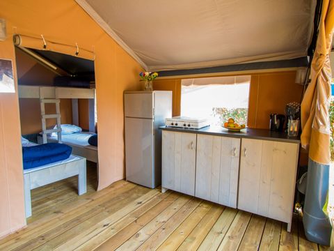 TENTE TOILE ET BOIS 5 personnes - Porto Sole - Tente Safari Confort + climatisation