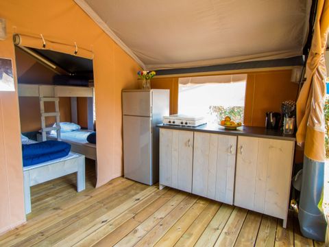 TENTE TOILE ET BOIS 5 personnes - Porto Sole - Tente Safari Confort + climatisation
