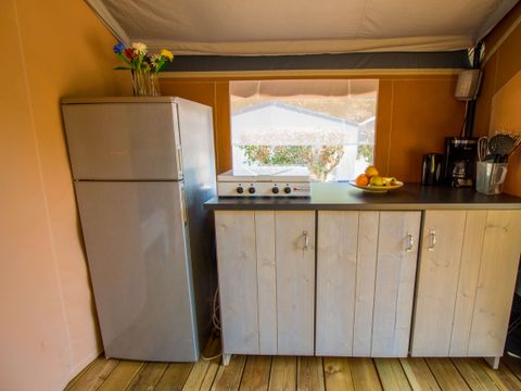 TENTE TOILE ET BOIS 5 personnes - Porto Sole - Tente Safari Confort + climatisation