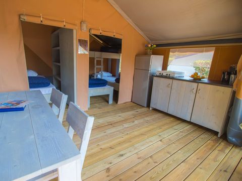 Tente en toile et en bois 5 personnes - Porto Sole - Tente Safari Confort + climatisation