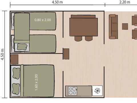 TENTE TOILE ET BOIS 5 personnes - Porto Sole - Tente Safari Bella Vista + air conditionné (5P)
