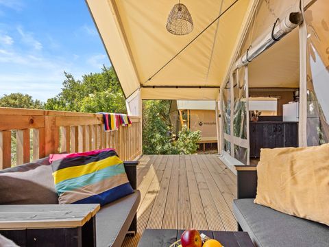Tente en toile et en bois 5 personnes - Porto Sole - Tente Safari Bella Vista + air conditionné (5P)
