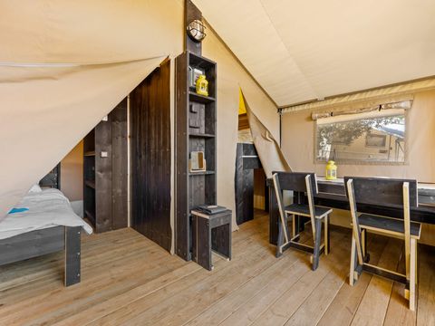 Tente en toile et en bois 5 personnes - Porto Sole - Tente Safari Bella Vista + air conditionné (5P)