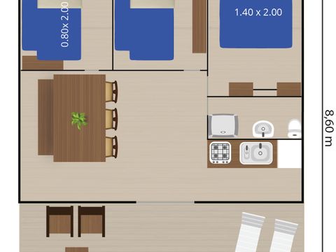 TENTE TOILE ET BOIS 6 personnes - Naturiste Ulika - Tente Safari + sanitaires + air conditionné (6P)